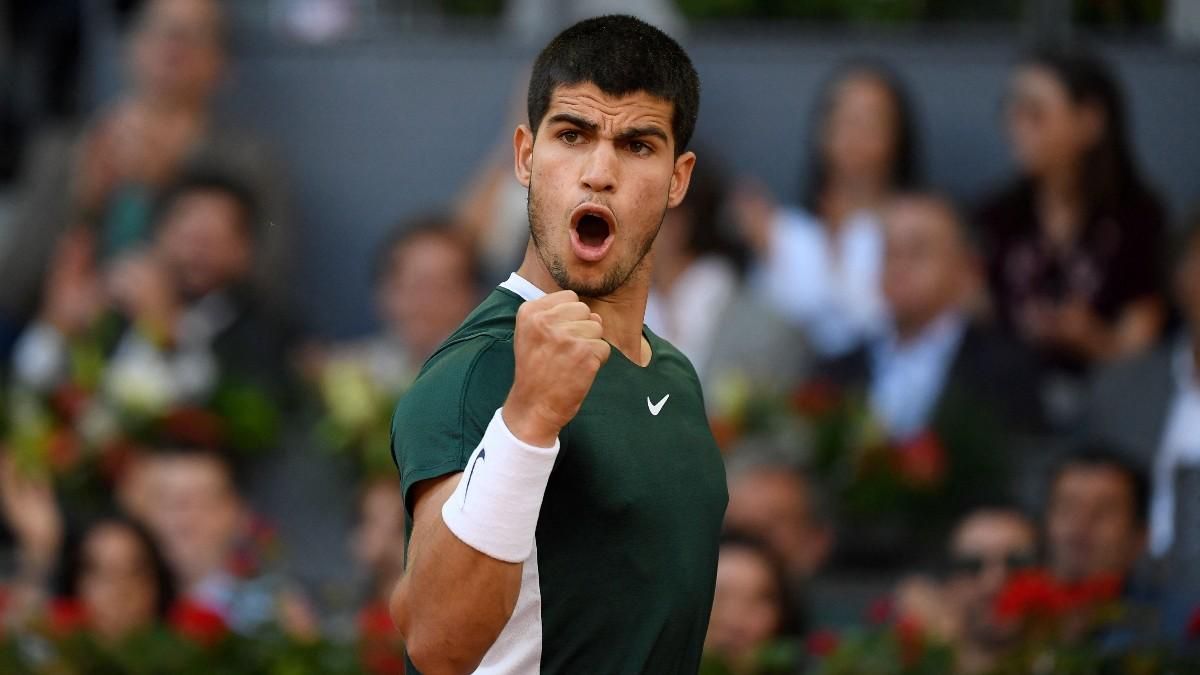 Carlos Alcaraz, celebrando un punto durante el duelo ante Zverev Carlos Alcaraz, celebrando un punto durante el duelo ante Zverev