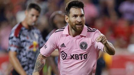 Messi celebra el tanto ante los NY Red Bull