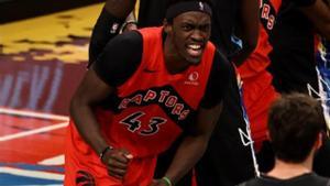 Pascal Siakam, celebrando una canasta para los Raptors