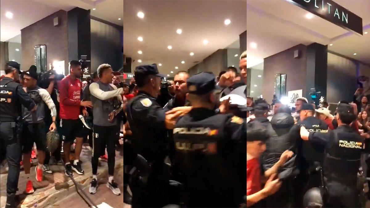 ¡Lamentable! La policía y los jugadores de la selección de Perú se enzarzaron en una pelea en plena calle en Madrid...
