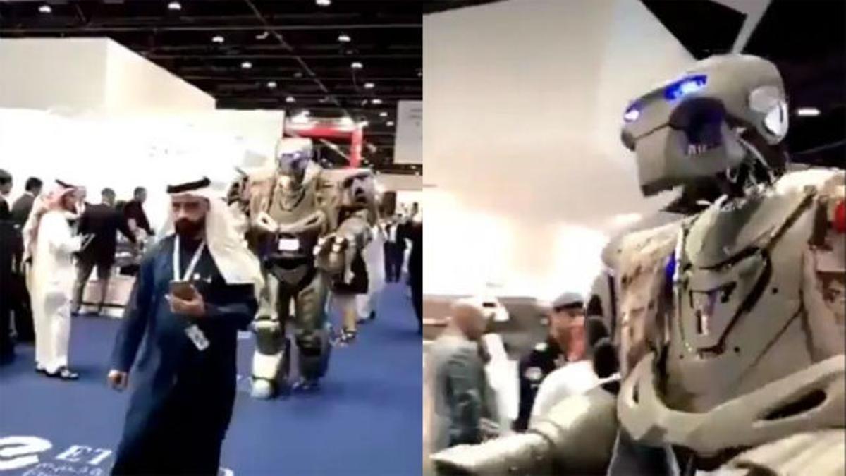 El emir de Bahrein y su robot guardaespaldas