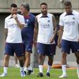 Messi, Neymar y Mbappé en un entrenamiento con el PSG