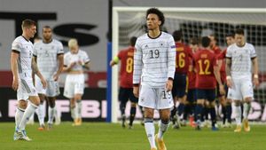 Sané, cariacontecido, tras encajar el cuarto gol de La Roja Sané, cariacontecido, tras encajar el cuarto gol de La Roja