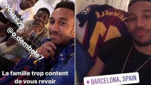 Aubameyang estuvo en Barcelona junto a Dembélé Aubameyang estuvo en Barcelona junto a Dembélé