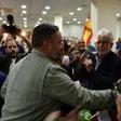 El líder de Vox, Santiago Abascal, a su llegada a Ceuta en la última semana de la campaña.