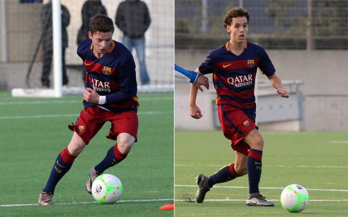 Sergio Gómez y Jandro Orellana, con la camiseta del Barça Sergio Gómez y Jandro Orellana, con la camiseta del Barça