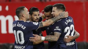Jugadores del Celta celebrado un gol contra el Sevilla Jugadores del Celta celebrado un gol contra el Sevilla