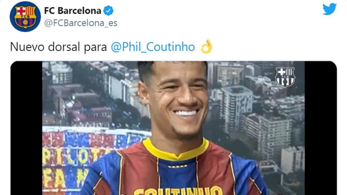 Coutinho will wear number 14 shirt