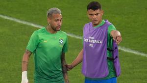 Thiago Silva y Neymar, con la selección brasileña