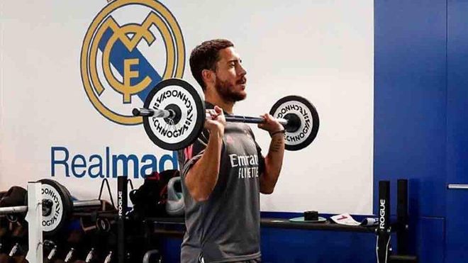 Hazard, en el gimnasio de la Ciudad Deportiva del Real Madrid Hazard, en el gimnasio de la Ciudad Deportiva del Real Madrid