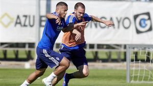 Luis Suárez durante un entrenamiento con el Zaragoza. Luis Suárez durante un entrenamiento con el Zaragoza.