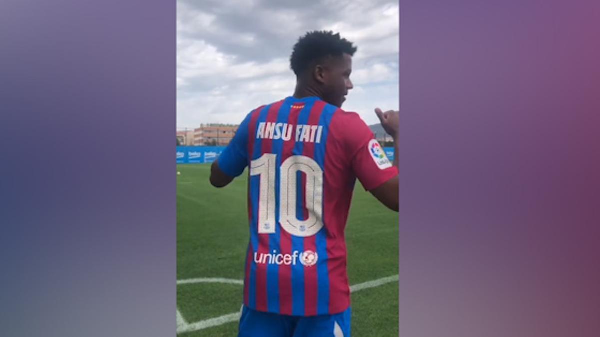 Camiseta Ansu Fati 10 Barcelona Segunda Equipación 2021/2022 Niño Kit -  Camisetasdefutbolshop