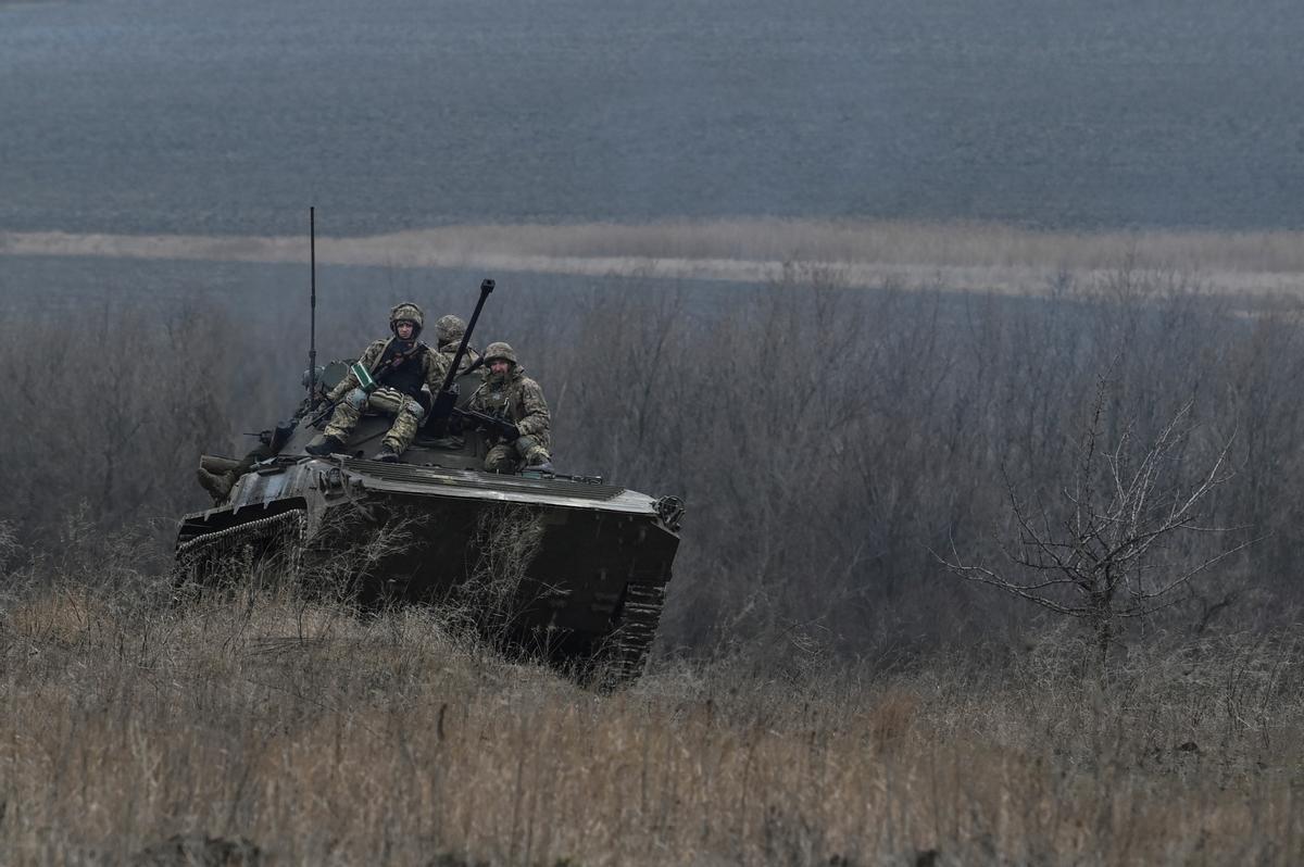 Un tanque ucraniano en la región de Zaporiyia.