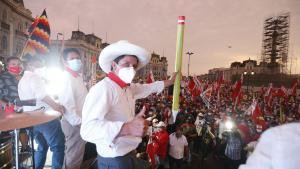 Pedro Castillo en un acto del partido Perú Libre.