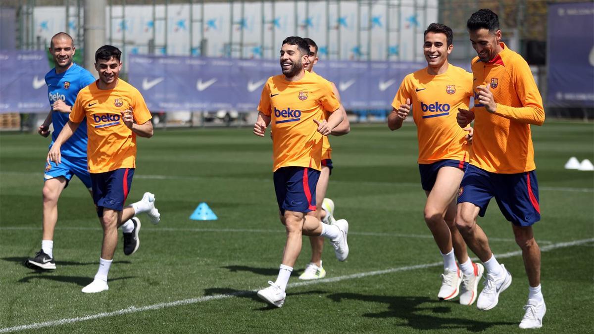 El entrenamiento del FC Barcelona preparando la vuelta ante el Eintracht