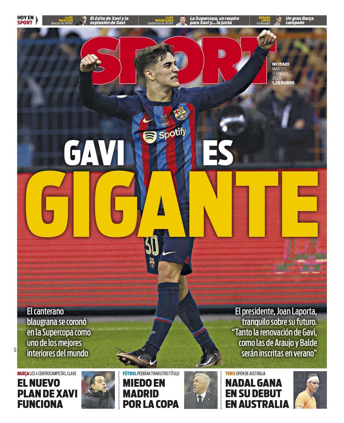 Esta es la portada de SPORT, hoy martes 17 de enero de 2023