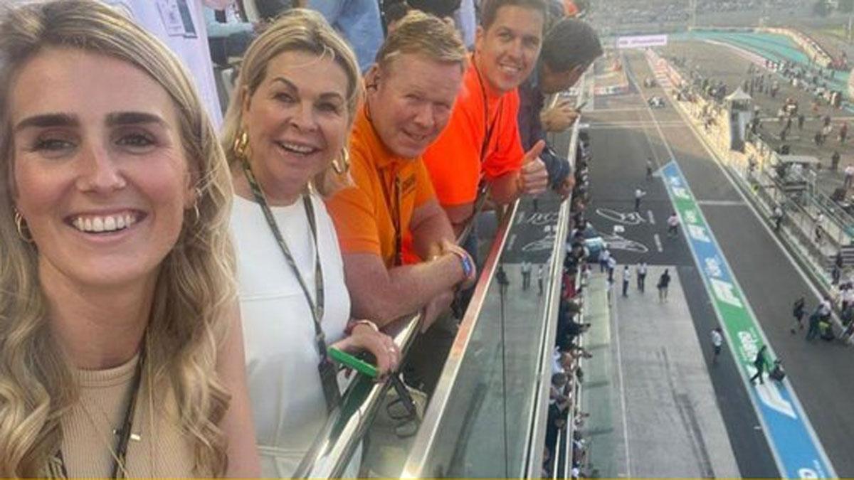 Koeman y su familia, en el circuito de Yas Marina celebrando el triunfo de Verstappen