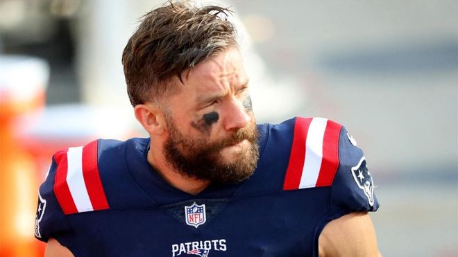 Julian Edelman, durante el partido contra los Denver Broncos en el Gillette Stadium de Foxborough, Massachusetts Julian Edelman, durante el partido contra los Denver Broncos en el Gillette Stadium de Foxborough, Massachusetts