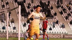 Wu Lei celebra el 0-1 en El Plantío Wu Lei celebra el 0-1 en El Plantío