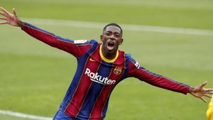 Ousmane Dembélé celebra su gol ante el Sevilla, su víctima preferida con tres tantos Ousmane Dembélé celebra su gol ante el Sevilla, su víctima preferida con tres tantos