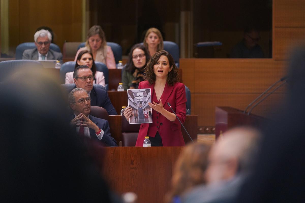 Isabel Díaz Ayuso, este jueves en la Asamblea de Madrid.