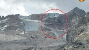 Imagen del glaciar que ha colapsado en los Alpes italianos.
