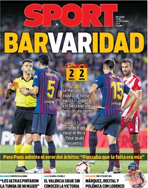 Esta es la portada de SPORT del lunes 24 de septiembre de 2018 Esta es la portada de SPORT del lunes 24 de septiembre de 2018