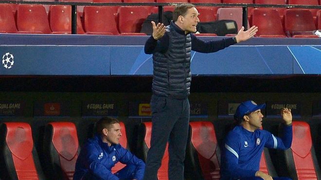 Thomas Tuchel protesta durante el Chelsea-Porto de Champions Thomas Tuchel protesta durante el Chelsea-Porto de Champions