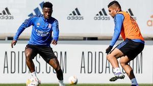 Vinicius y Casemiro, durante un entrenamiento del Real Madrid