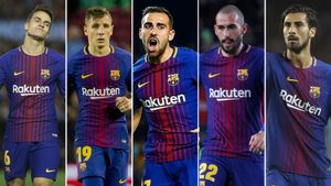 Denis Suárez, Lucas Digne, Paco Alcácer, Aleix Vidal y André Gomes Denis Suárez, Lucas Digne, Paco Alcácer, Aleix Vidal y André Gomes