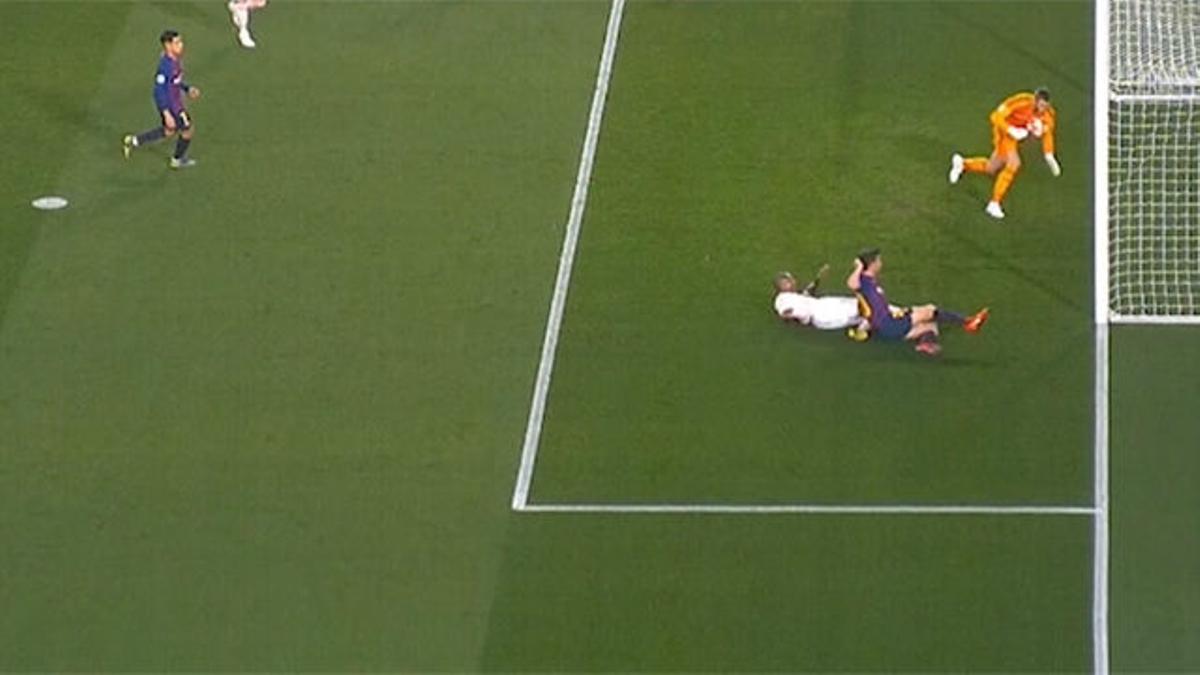 De Gea evitó con la cara el gol de Sergi Roberto tras un jugadón de Messi