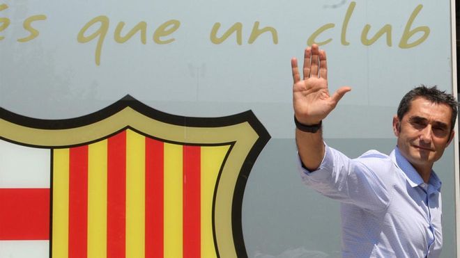 Ernesto Valverde, entrenador del FC Barcelona, en su primera jornada como técnico blaugrana Ernesto Valverde, entrenador del FC Barcelona, en su primera jornada como técnico blaugrana