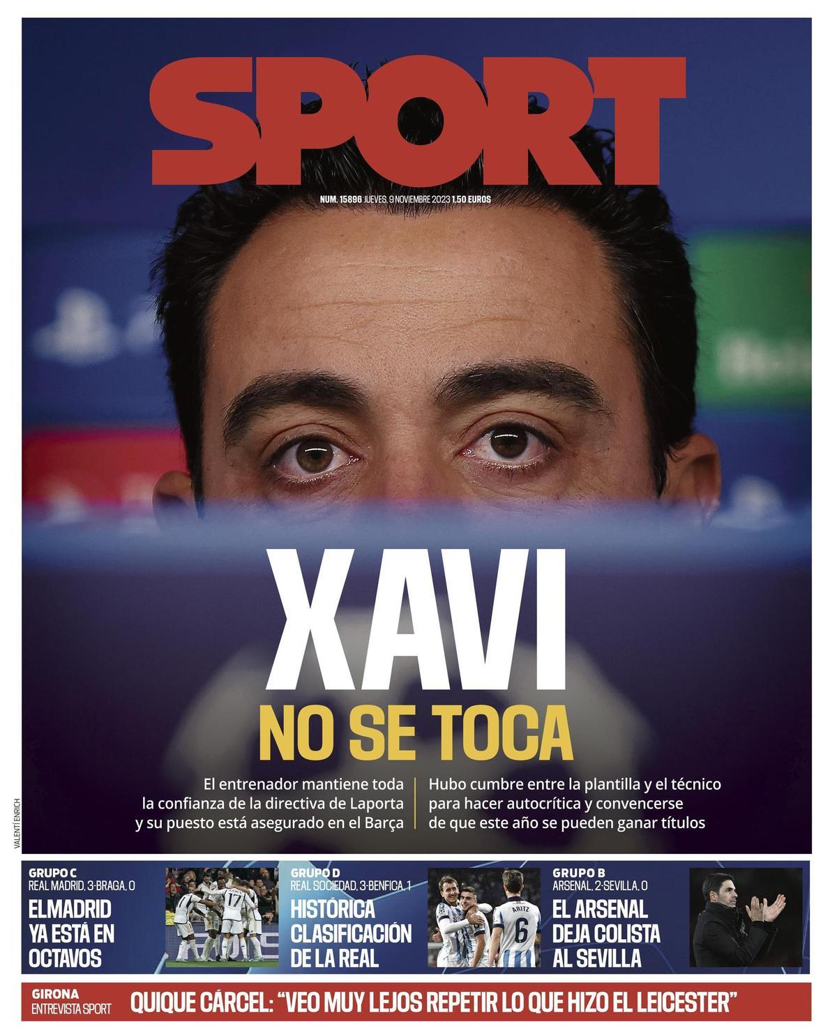 Esta es la portada de SPORT de hoy, jueves 9 de noviembre