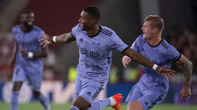 David Alaba celebra el gol de la remontada del Real Madrid
