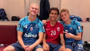 Haaland, Nusa y Odegaard, jugadores de la selección noruega