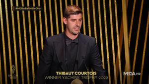 Courtois fue el ganador del Trofeo Yachine en la gala del Balón de Oro