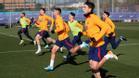 El primer equipo del Barça, en un entrenamiento