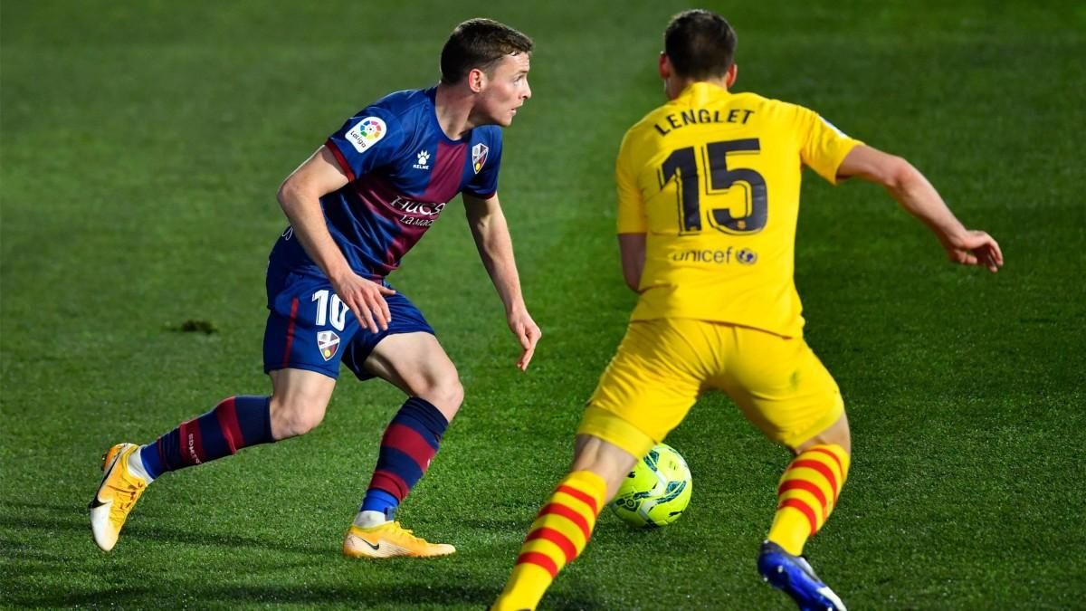 Sergio Gómez durante el enfrentamiento de la primera vuelta contra el Barça Sergio Gómez durante el enfrentamiento de la primera vuelta contra el Barça