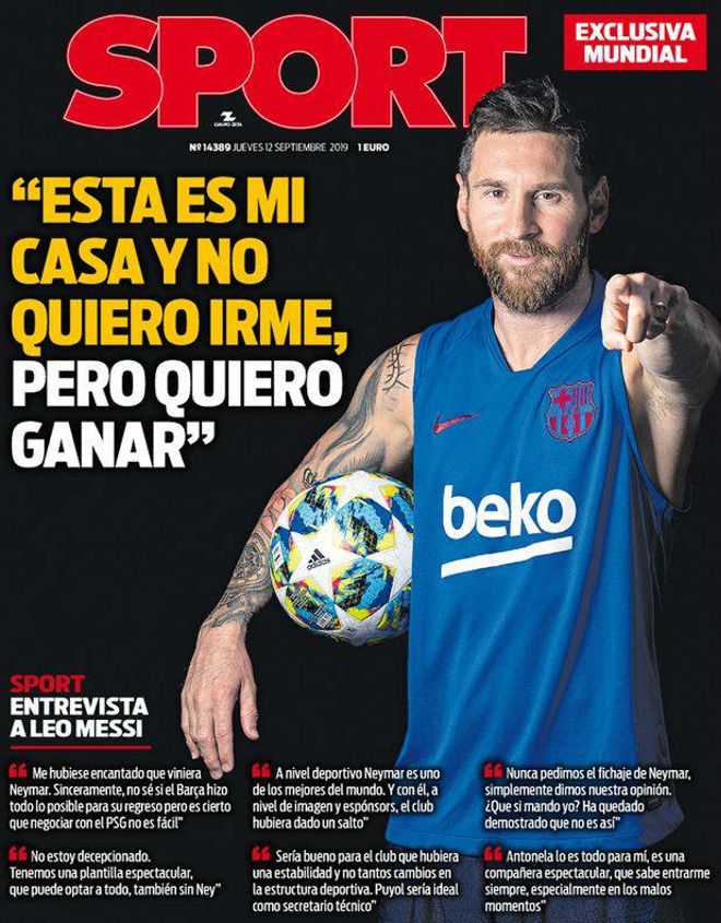 Aquí está la portada del jueves 12 de septiembre de 2019 Aquí está la portada del jueves 12 de septiembre de 2019