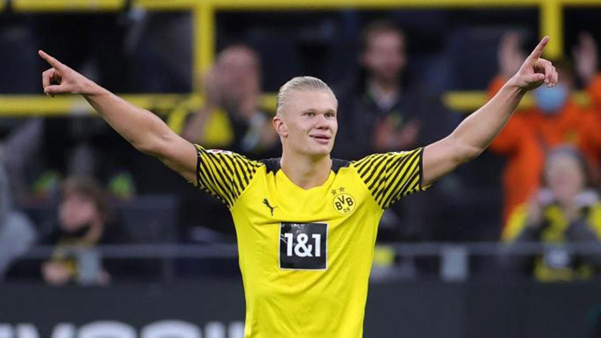 Haaland, celebrando un gol Haaland, celebrando un gol