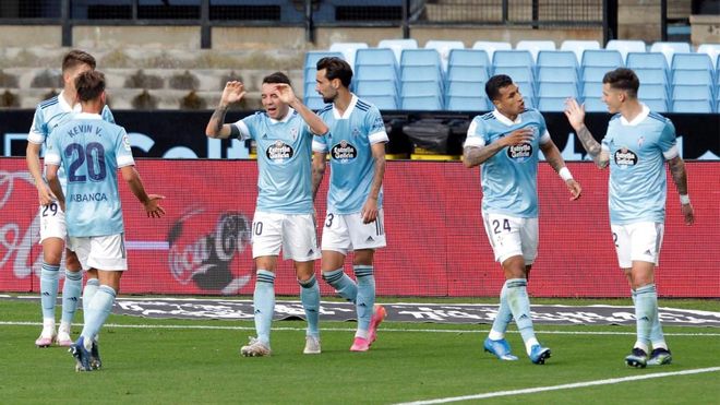 Los jugadores del Celta celebran un gol Los jugadores del Celta celebran un gol