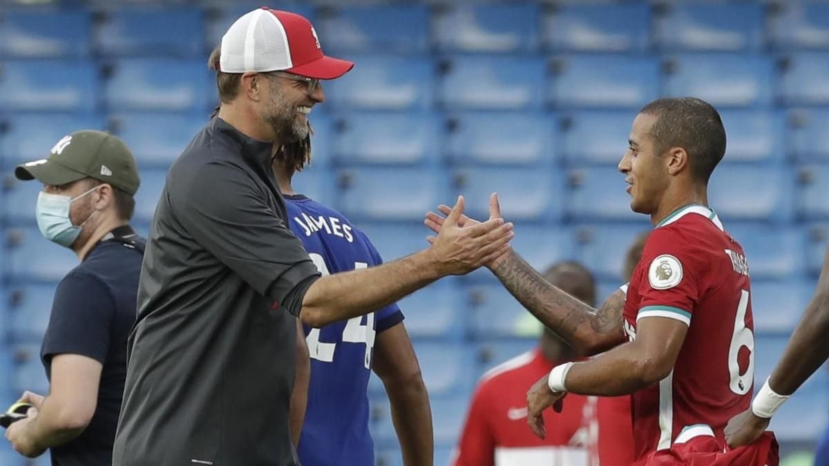 Klopp y Thiago, en Liverpool Klopp y Thiago, en Liverpool