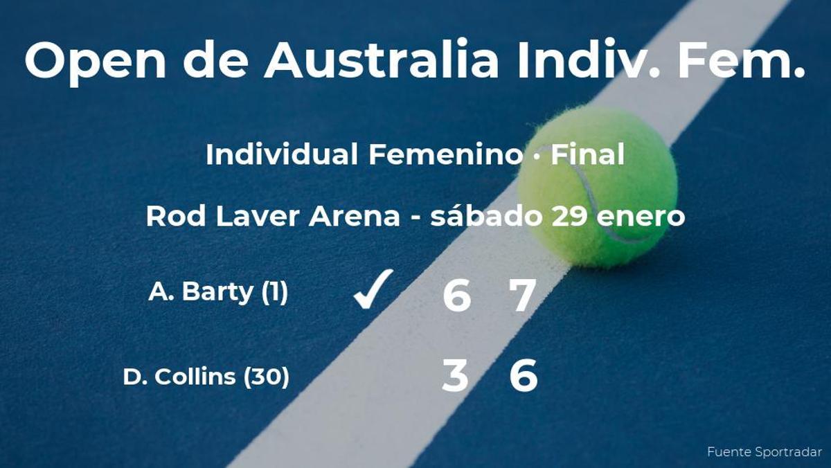 La tenista Ashleigh Barty vence la final del Open de Australia ante Danielle Collins