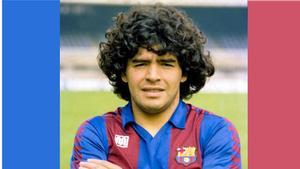 Diego Armando Maradona, en una imagen con la camiseta del FC Barcelona