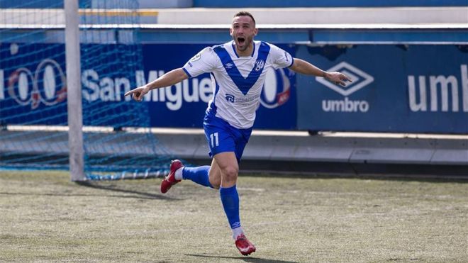 El jugador del Europa David Jiménez celebra un gol esta temporada. El jugador del Europa David Jiménez celebra un gol esta temporada.