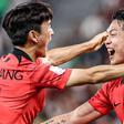 Los jugadores de Corea del Sur celebrando la clasificación