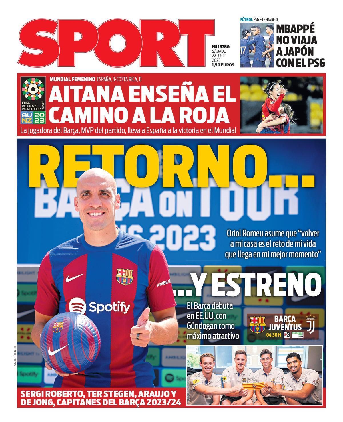 Esta es la portada de SPORT