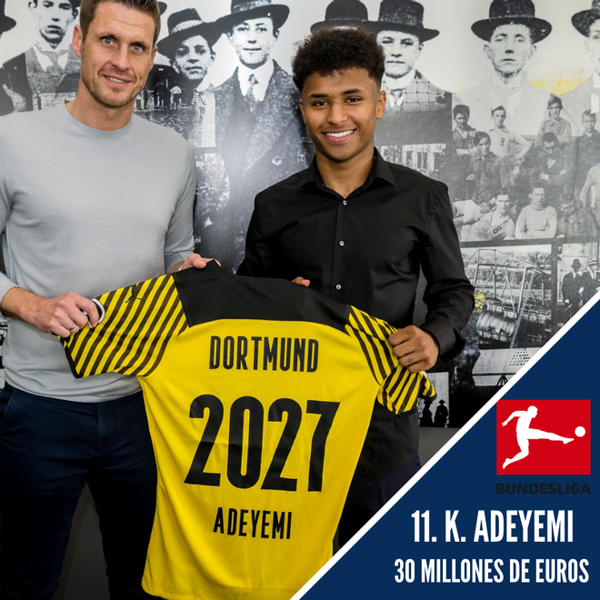 11. Karim Adeyemi - Del Salzburgo al B. Dortmund - 30 millones