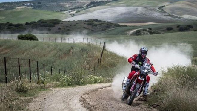 Barreda, en acción con la Honda Barreda, en acción con la Honda