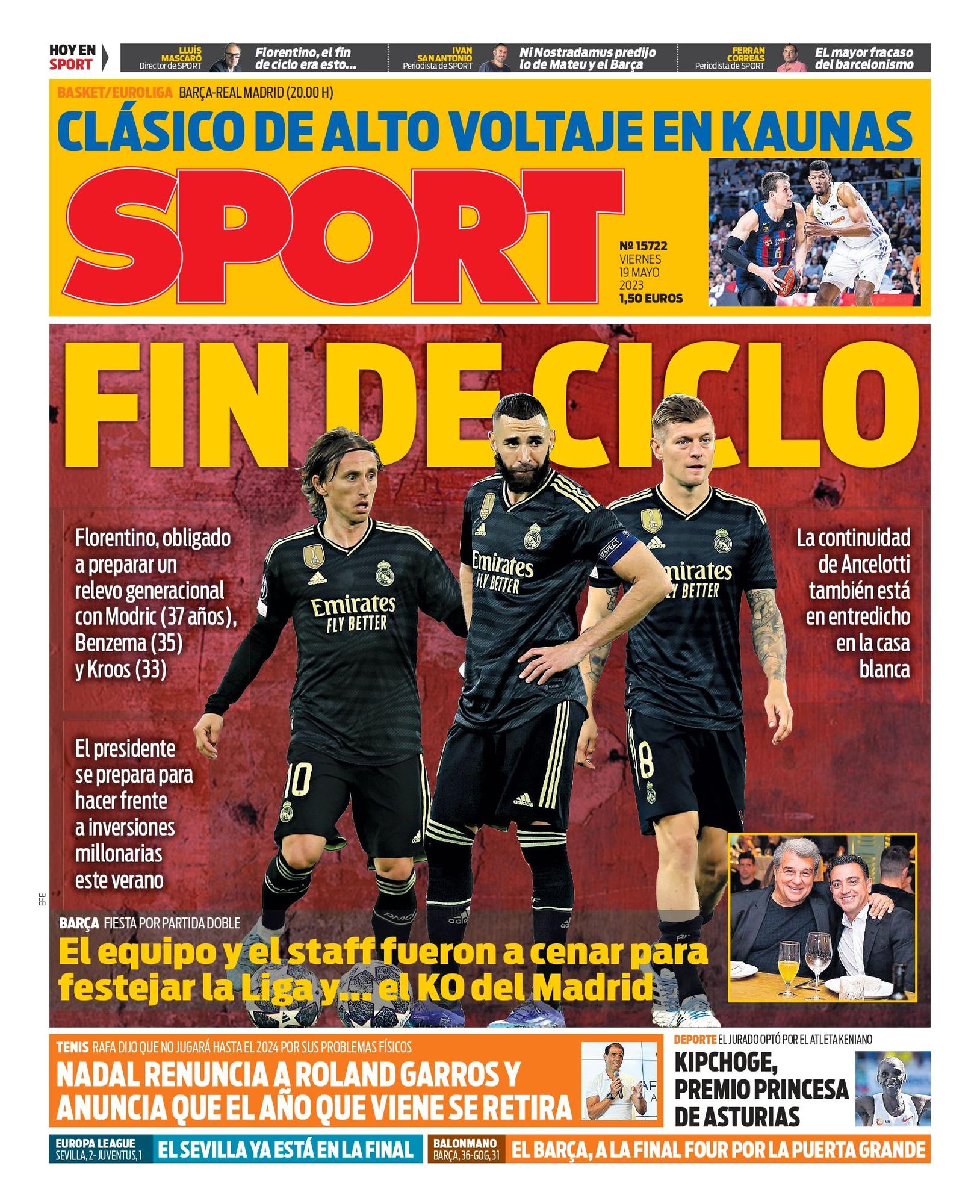 Esta es la portada de SPORT, hoy viernes 19 de mayo de 2023